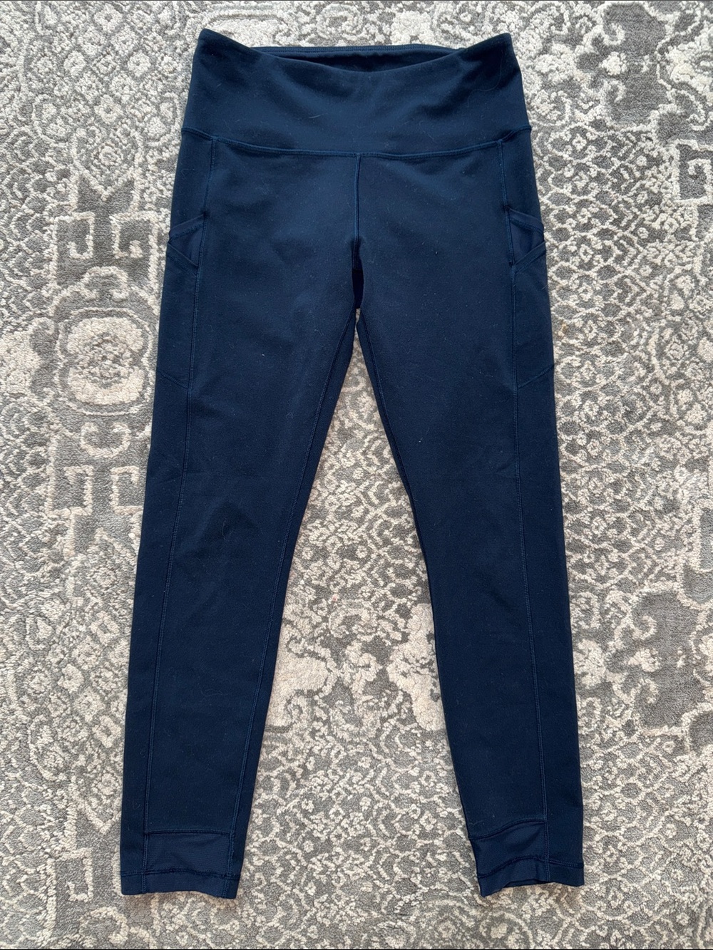 Ivivva Kids Lululemon High-Waist Active Leggings Navy Blue with pockets size 14